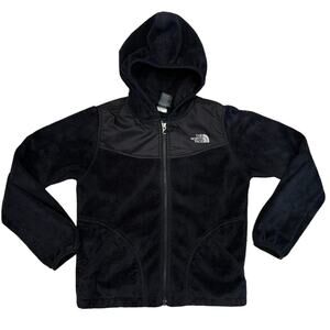 Girl's The North Face Jacket Black Soft Osito Hooded Full Zip Jacket Size 10-12